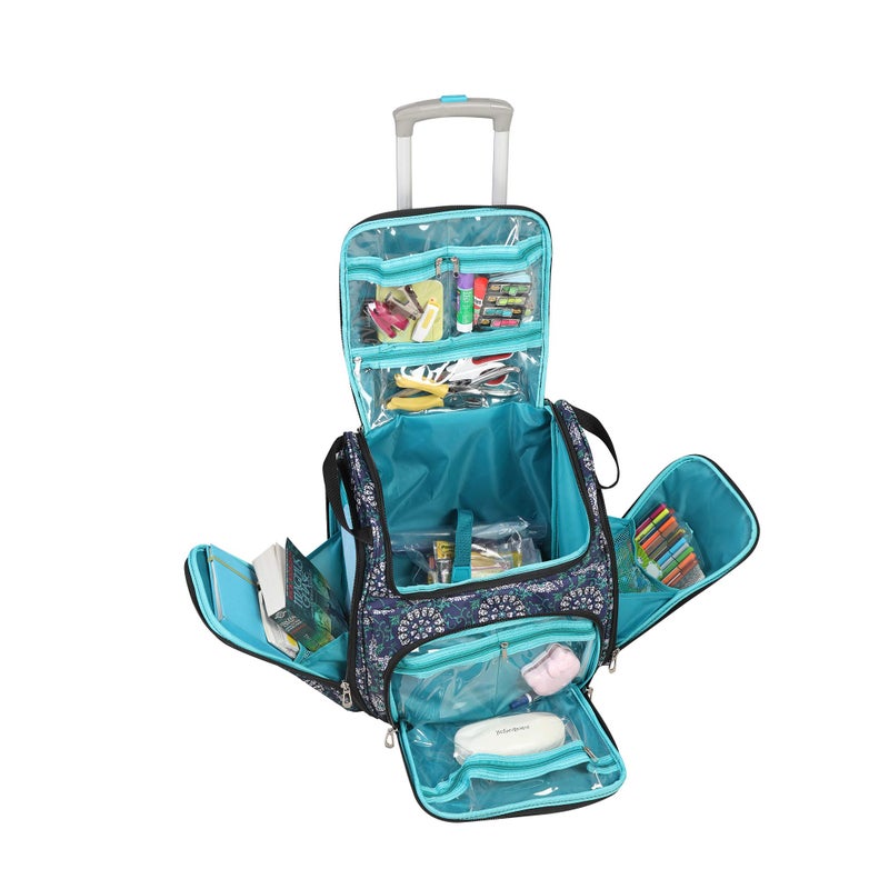 Handy Sandy Craft Bag Organizer â€“ 16"x9.5"x15" Portable Tote with Handles & Pockets â€“ Multi-Use Art, Sewing, and Scrapbooking Storage â€“ Optional Rolling Cart Compatible- Patent- Blue MD - Image 3